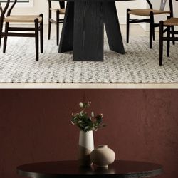 54' Modern Round Dining Table With Beveled Glass Top