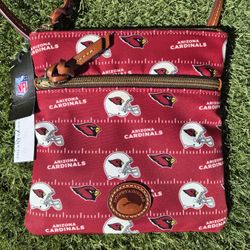 Dooney Burke Crossbody Bag Purse NFL Arizona Cardinals Leather Trim New With Tags - I live In Gilbert - RARE pattern.