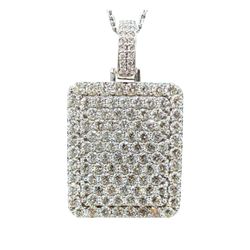 Mens Dog Tag Plate Pave Pendant 14k White Gold Pendant 18.8gm 6.50tcw