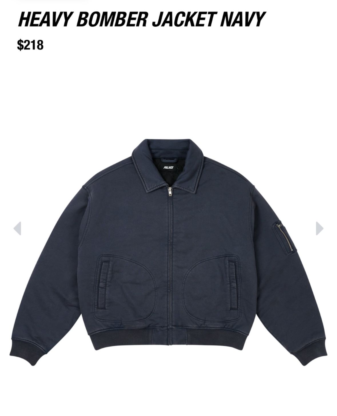 Palace Heavy Bomber Jacket Size L Navy Color