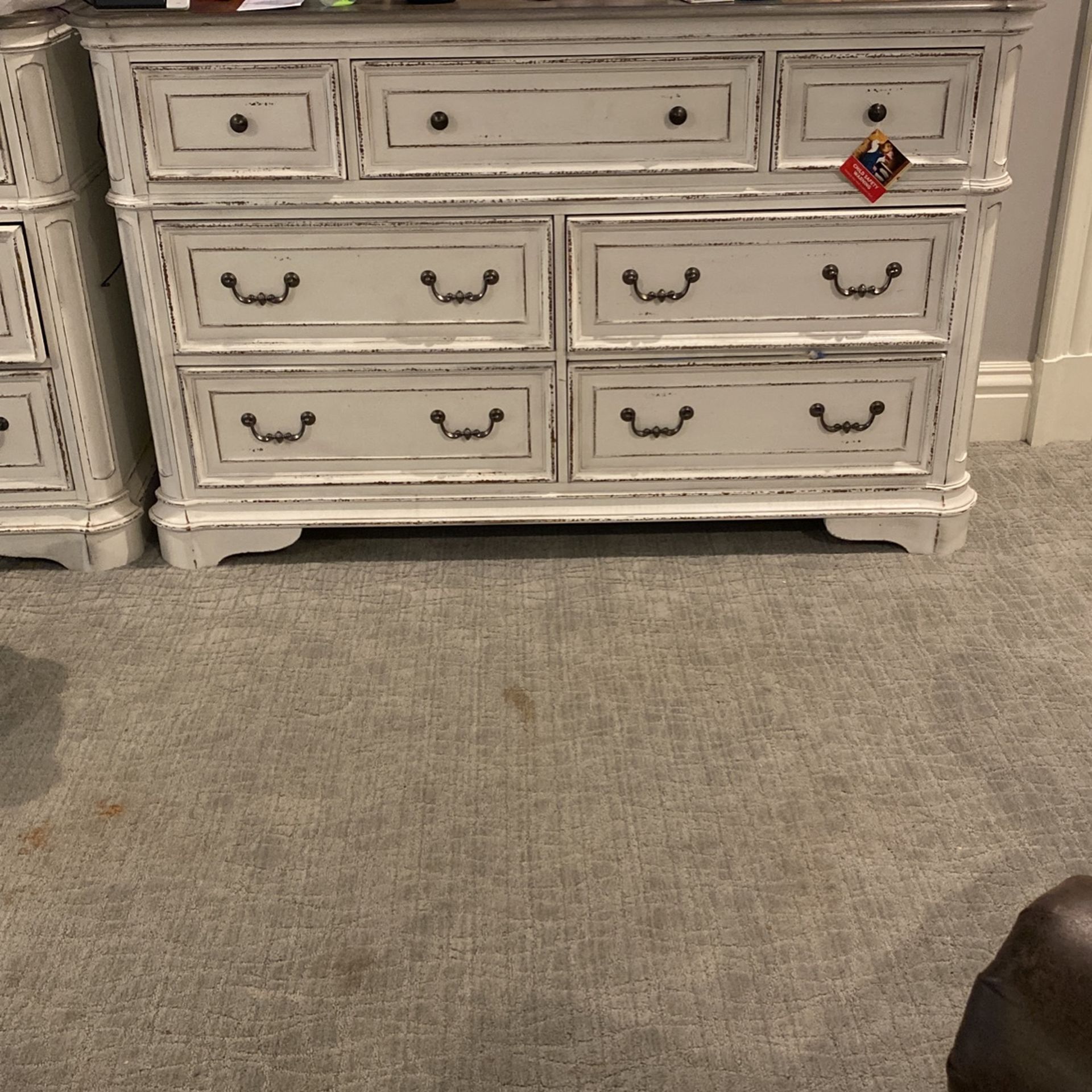 Dresser With 7 Drawers Wooden Vintage Style