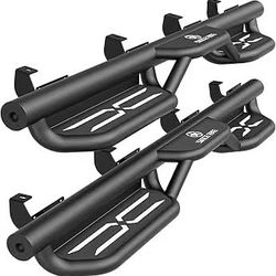 for Gladiator JT Running Boards Side Steps Compatible with 2020 2021 2022 2023 2024 2025 2026 Jeep Gladiator JT 4 Doors, Two Stairs Heavy-Duty Steel N