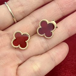 VCA Vintage Alhambra Earrings/ Carnelian