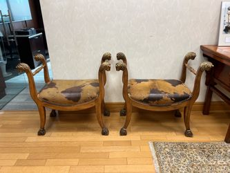 2 Decorative Upholstered Hair-On-Hide (cowhide) bench