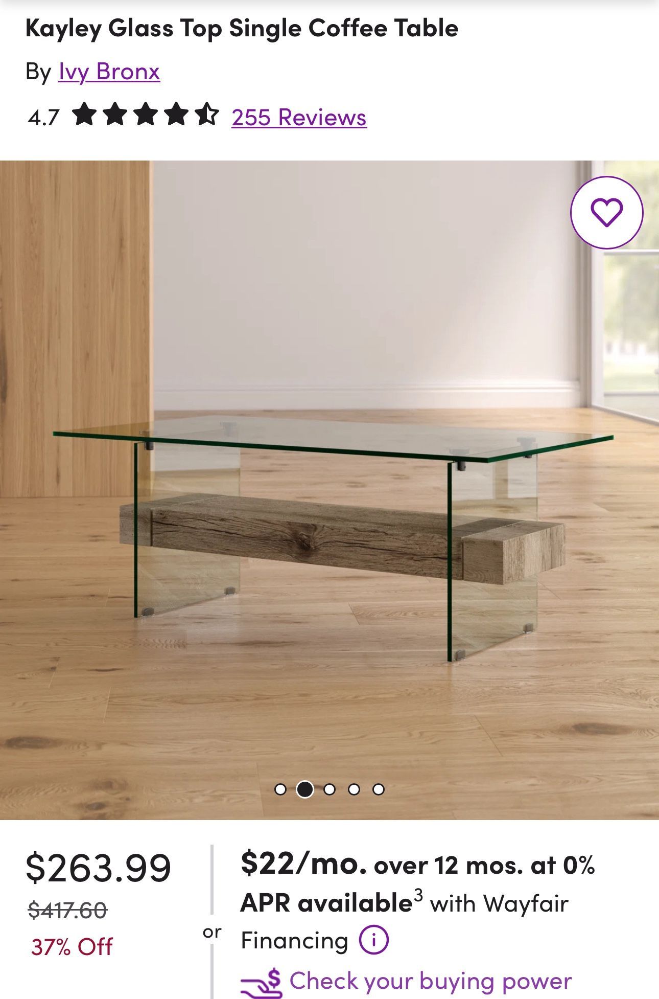 Designer Glass Top Single Coffee Table