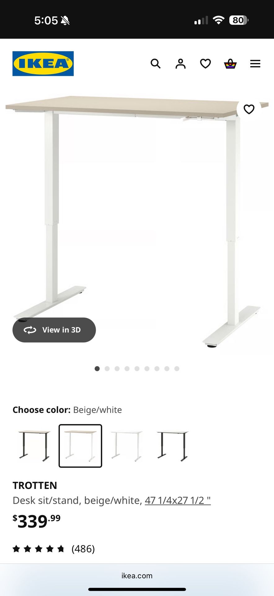 Trotten Adjustable Desk From IKEA