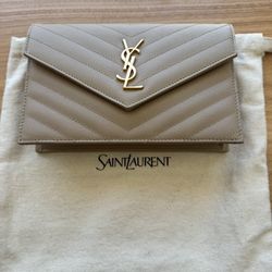 YSL Saint Laurent Classic Cassandre Chain Wallet in Grain De Poudre Leather Hand Bag/Shoulder bag
