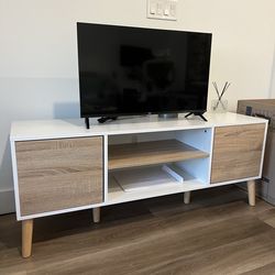 TV Stand with Push Up Open Doors