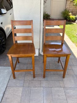 Pair of Wood Ladder-Back Counter Stools