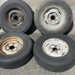 Ford F-150 or Bronco 15 inch steel wheels with old tires 5 on 5.5