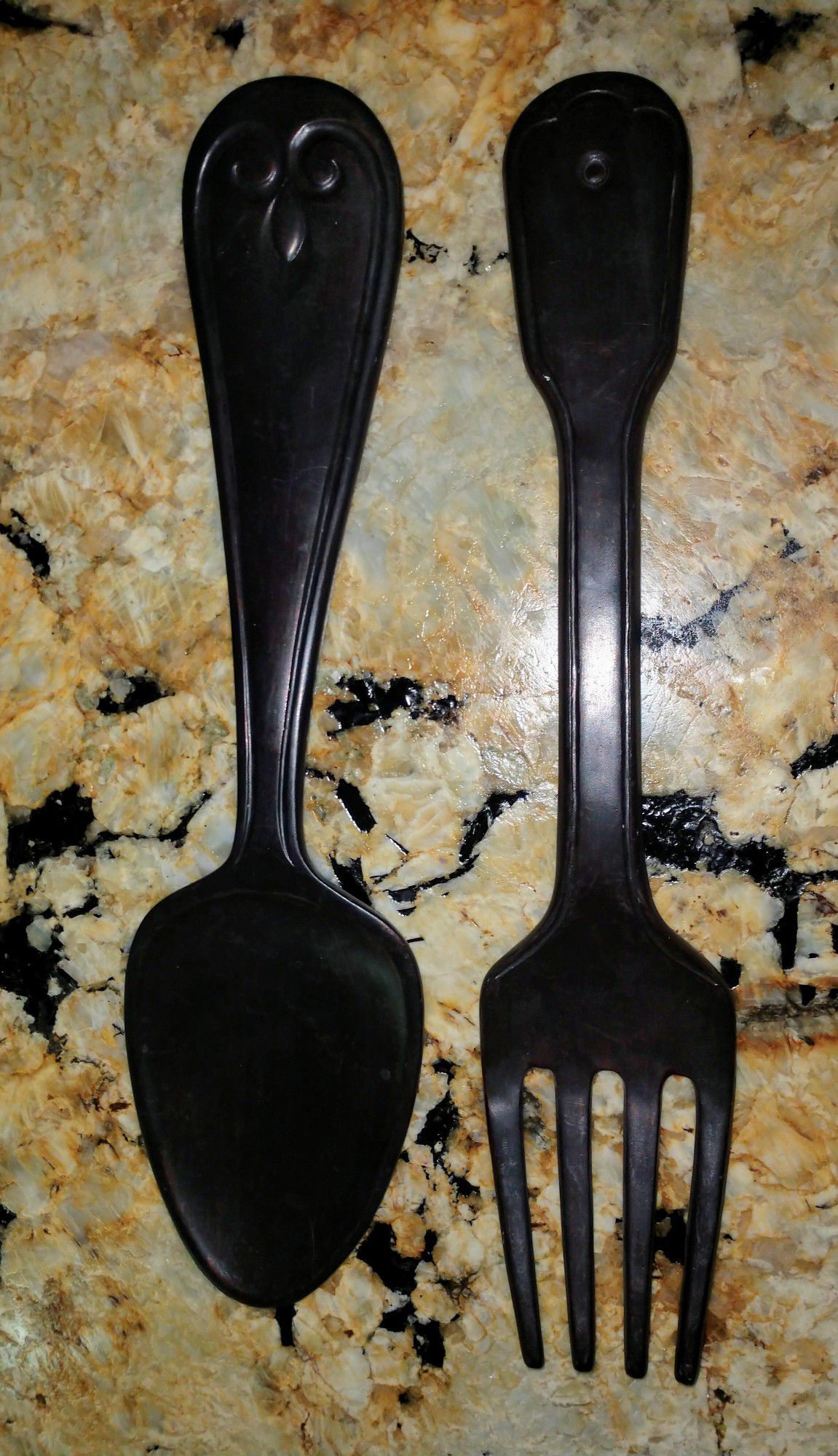 Big Wooden Dining Room Kitchen Art Wooden Fork and Spoon