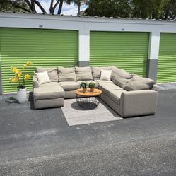 Beige 4-Piece City Furniture Sectional Couch Sofa - Kevin Charles 