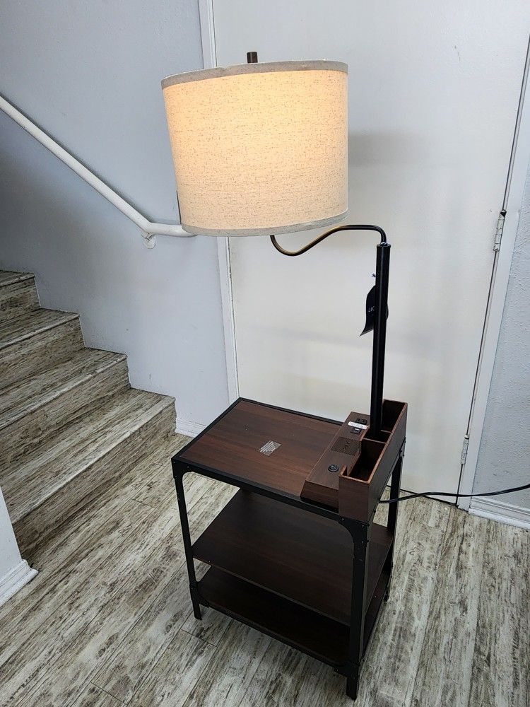 Floor Lamp with Table With Built-in Bluetooth Speaker