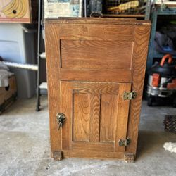 Antique Oak Ice Box Fridge Chest 