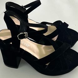Women's Chunky Platform Heels Ankle Strap Suede Peep Toe Sandal Size 37