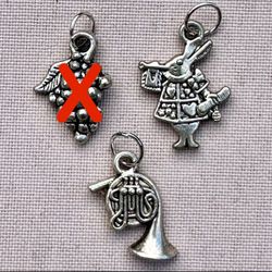 🐇 Fun silver tone tuba French horn  charm pendant