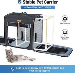 Lekereise 2-in-1 Cat Travel Carrier with Litter Box, (20.85" x2) x19.7"x19.7" Large Cat Carrier #1579RUP1