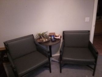 2  leather with wood trim