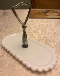 Fenton Hobnail Milk Glass Handled Utility Tray