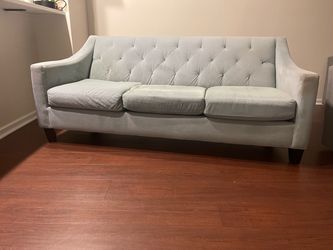 Max Home Furniture Powder Blue Velour Sofa, 3-Seater