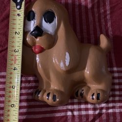 Handmade/Painted Hound Dog Clay Wall Hanging Figure About 6” Tall X 5.5” Wide 