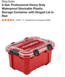 Used Husky 5-Gal Heavy Duty Storage Container Red