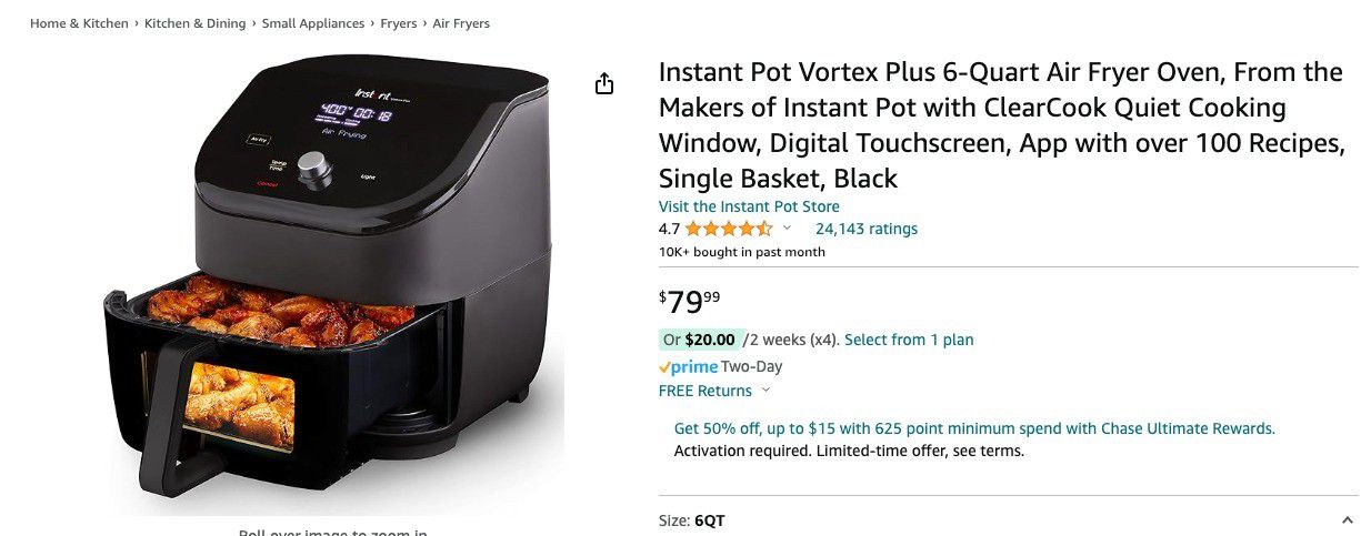 Instant Pot Vortex Plus Air Fryer - Open Box