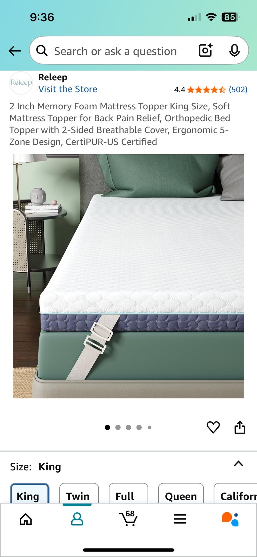 2 Inch Memory Foam Mattress Topper King Size, Soft Mattress Topper for Back Pain Relief, Orthopedic Bed Topper with 2-Sided Breathable Cover, Ergonomi