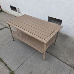 Outdoor Wicker And Metal Coffee Table