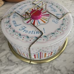 Glitterville Vintage Style Tin Birthday Cake Carrier