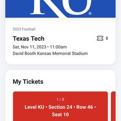 KU Tickets Tickets For Saturday Game 