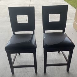 2 Glendale Brown Wood Bar Stool Counter Chairs