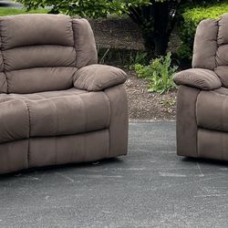 Brown Couch And Loveseat Reclining Set 