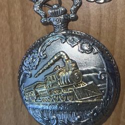 Pocket Watch - Locomotive - Gold Tone