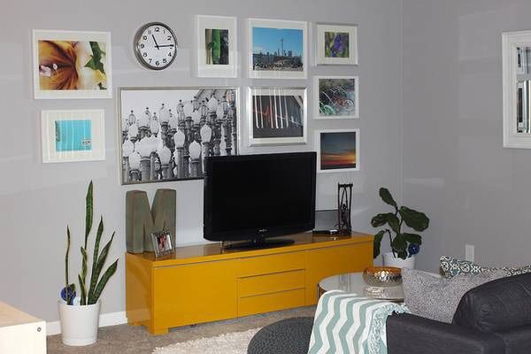 TV Console - IKEA Besta Burs - high gloss yellow