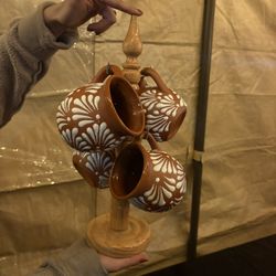 Talavera Cups With Holder 