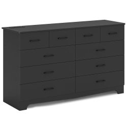 55.1 Inches Dresser With 10 Storage Drawers Black