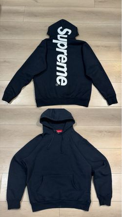 Supreme Navy Blue Hoodie – Vertical Logo