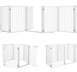120" Wide 24" High 6 Panel Pet Dog Gate Freestanding with Door New, Open Box