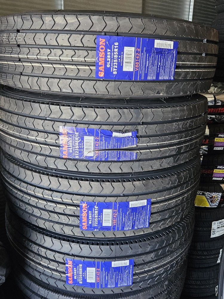 4 New ST 235-85-16 Samson Load G 14 ply 110psi 4400 lb Trailer Tires ST235/85 R16 Inch Tire FREE Same Day Delivery Most Inland Empire Locations