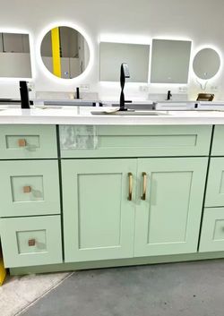 beautiful green vanity cabinet