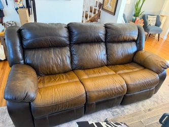 Brown leather couches