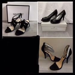 Lot Of 3 Brand New Heels. Black  Sandals  Heel NIB Sz 7