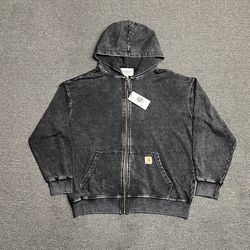 Carhartt Black Denim Hooded Zip Up Jacket
