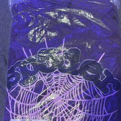 back and purple sp5der web hoodie