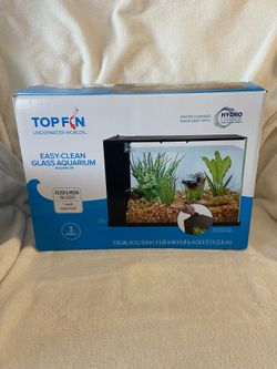 TOP FIN EASY CLEAN 3 GALLON GLASS AQUARIUM / FISH TANK W/ BUILT IN FILTER