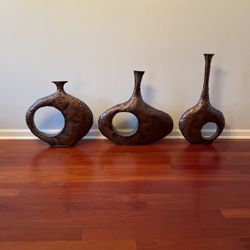 Set Of 3 Copper Vases 