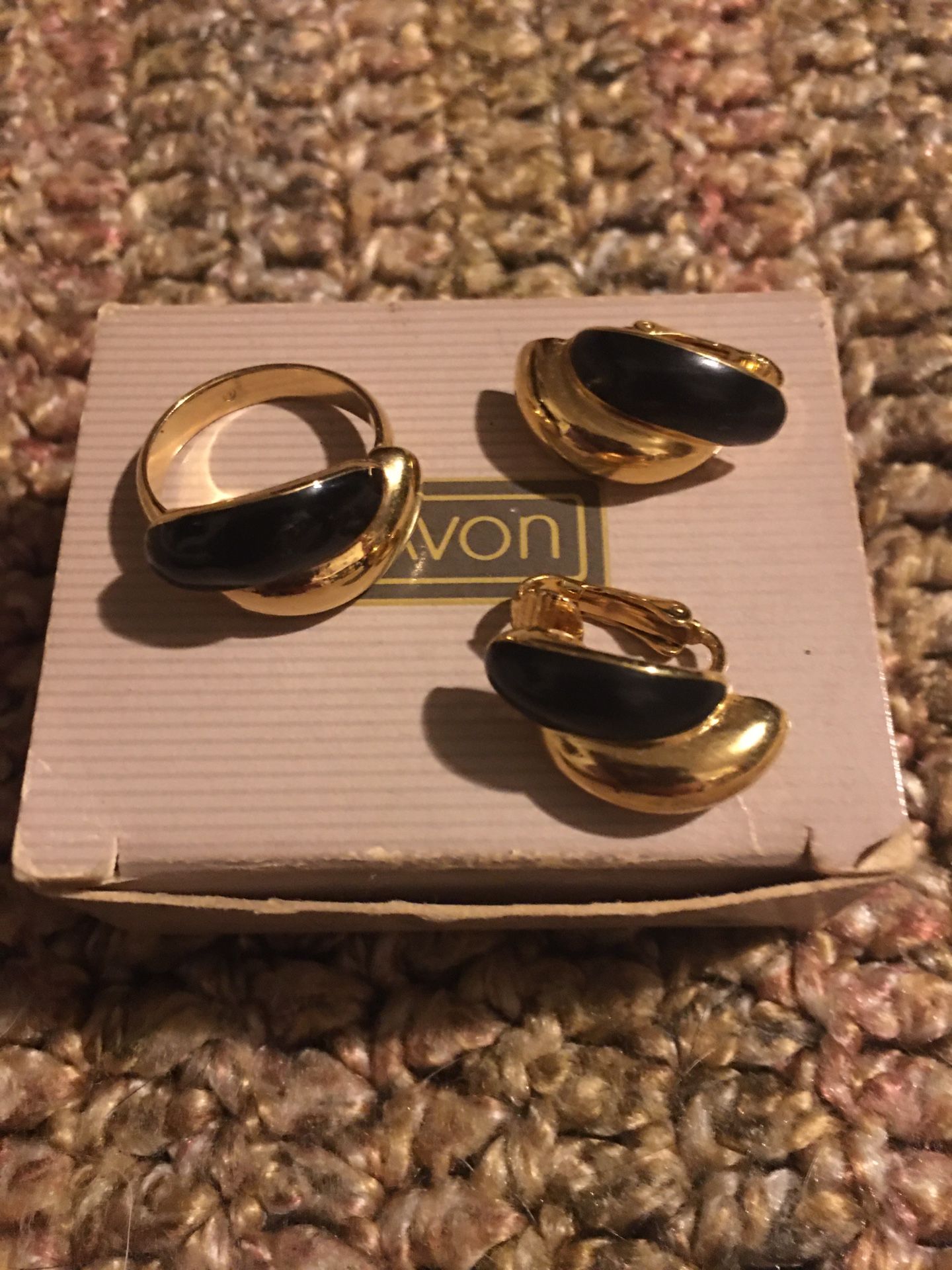 Vintage Avon Clip-On Earrings and Ring Set