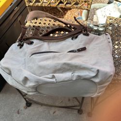 Canvas And Leather Crossbody Bag 