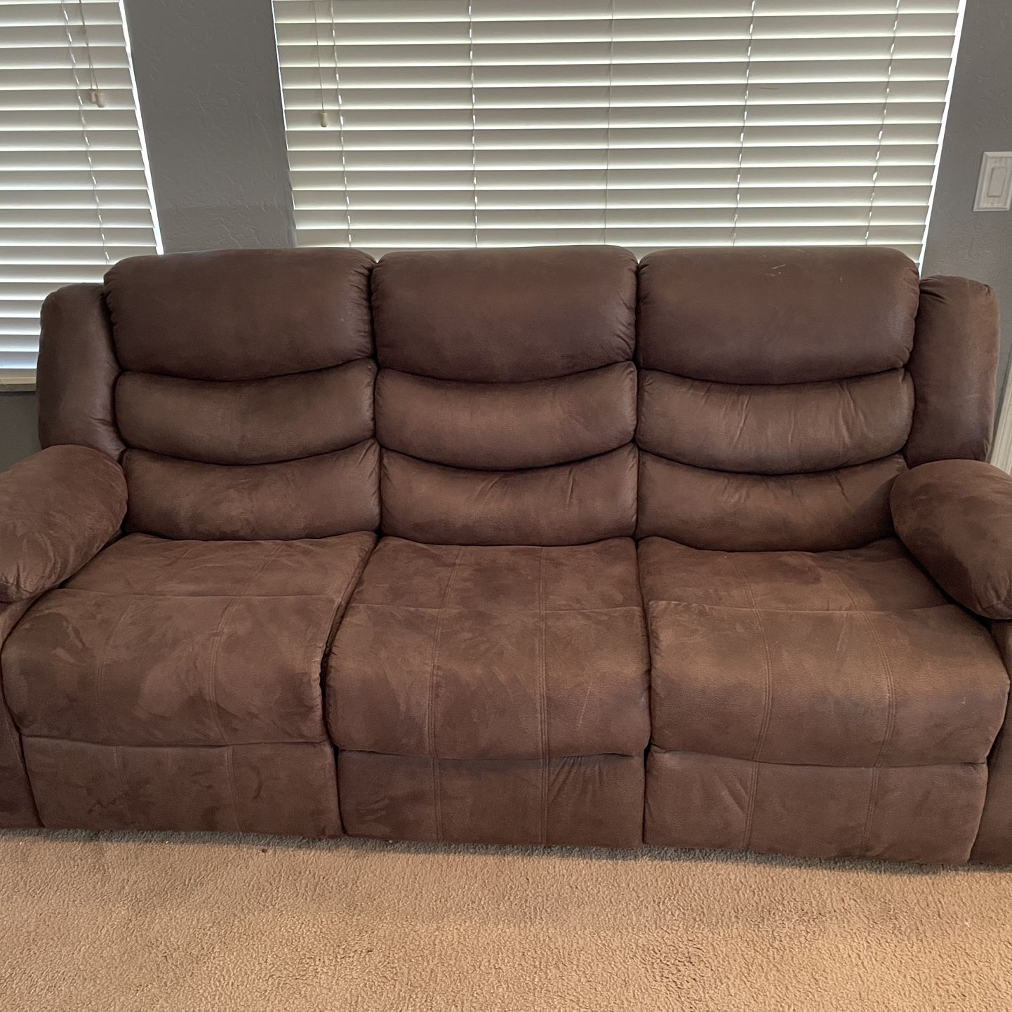 2 Brown Couches With Power Recliners